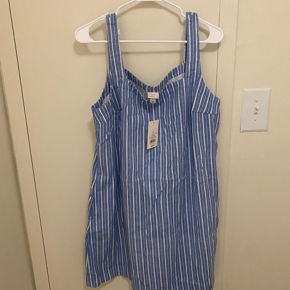 A New Day Blue and White Striped Top